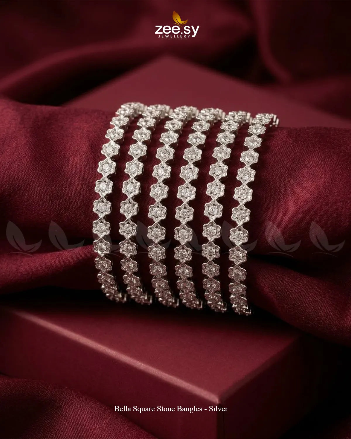 Blossom Floral Vine Bangles - Silver BANGLES - Zeesy Jewellery Pakistan | Premium Artificial & Imitation Jewellery