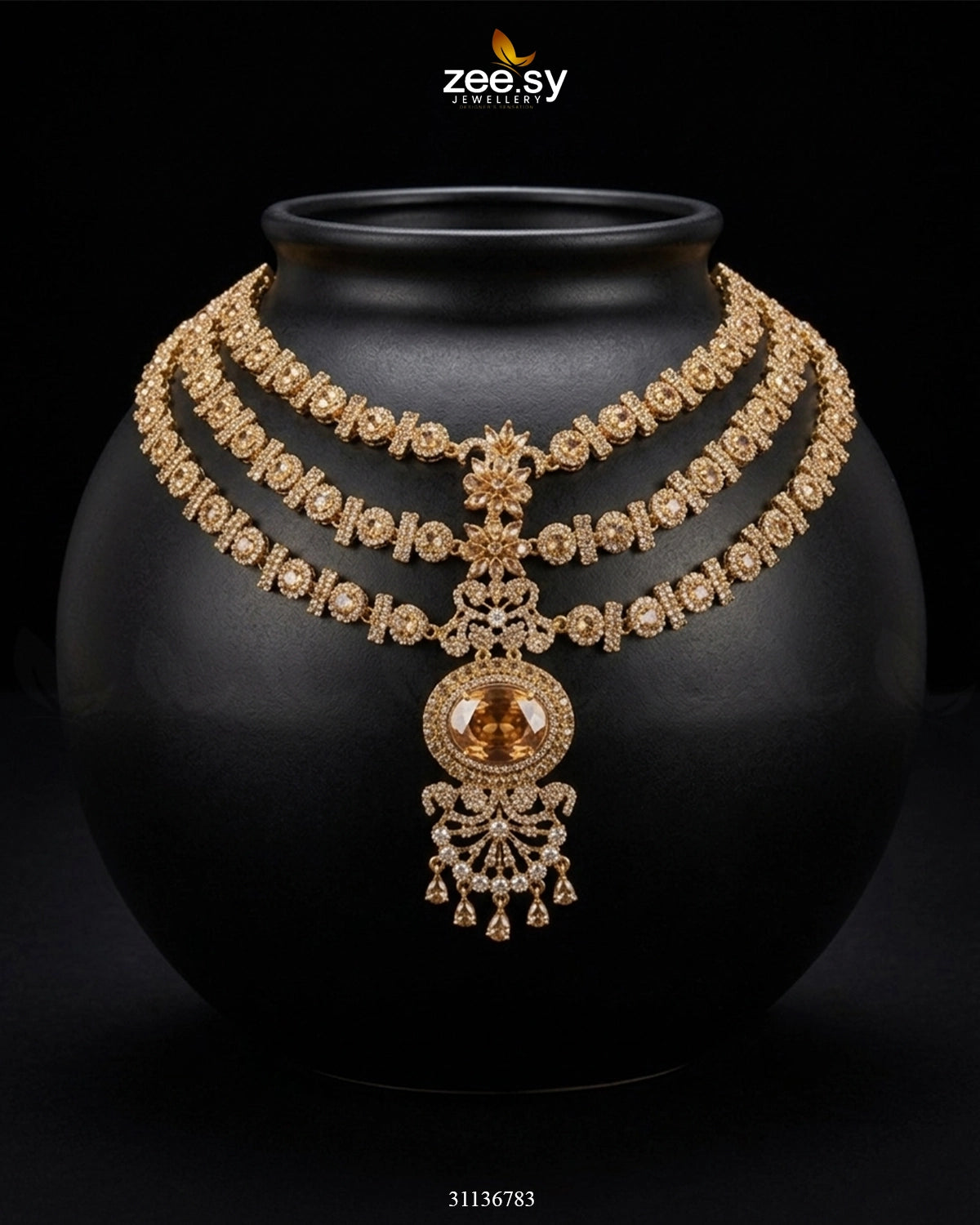 Bella Triple Layer Necklace Set Necklace Sets - Zeesy Jewellery Pakistan | Premium Artificial & Imitation Jewellery