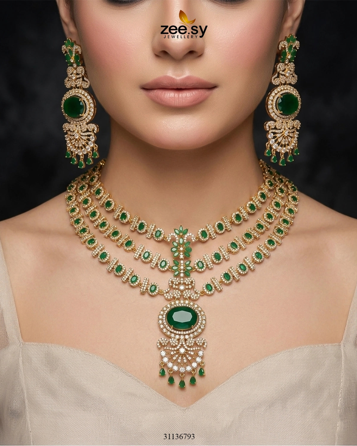 Bella Triple Layer Necklace Set Necklace Sets - Zeesy Jewellery Pakistan | Premium Artificial & Imitation Jewellery