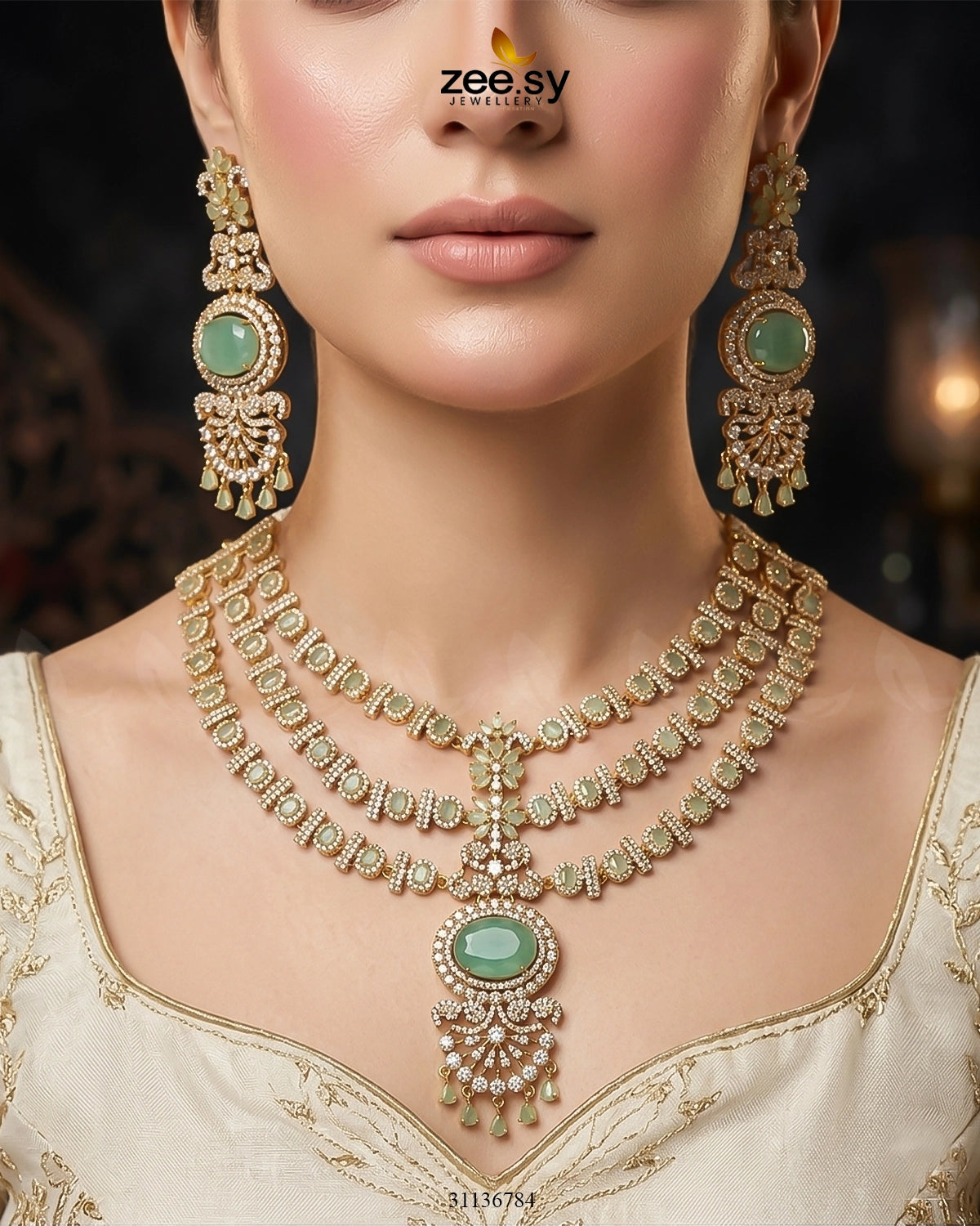 Bella Triple Layer Necklace Set Necklace Sets - Zeesy Jewellery Pakistan | Premium Artificial & Imitation Jewellery