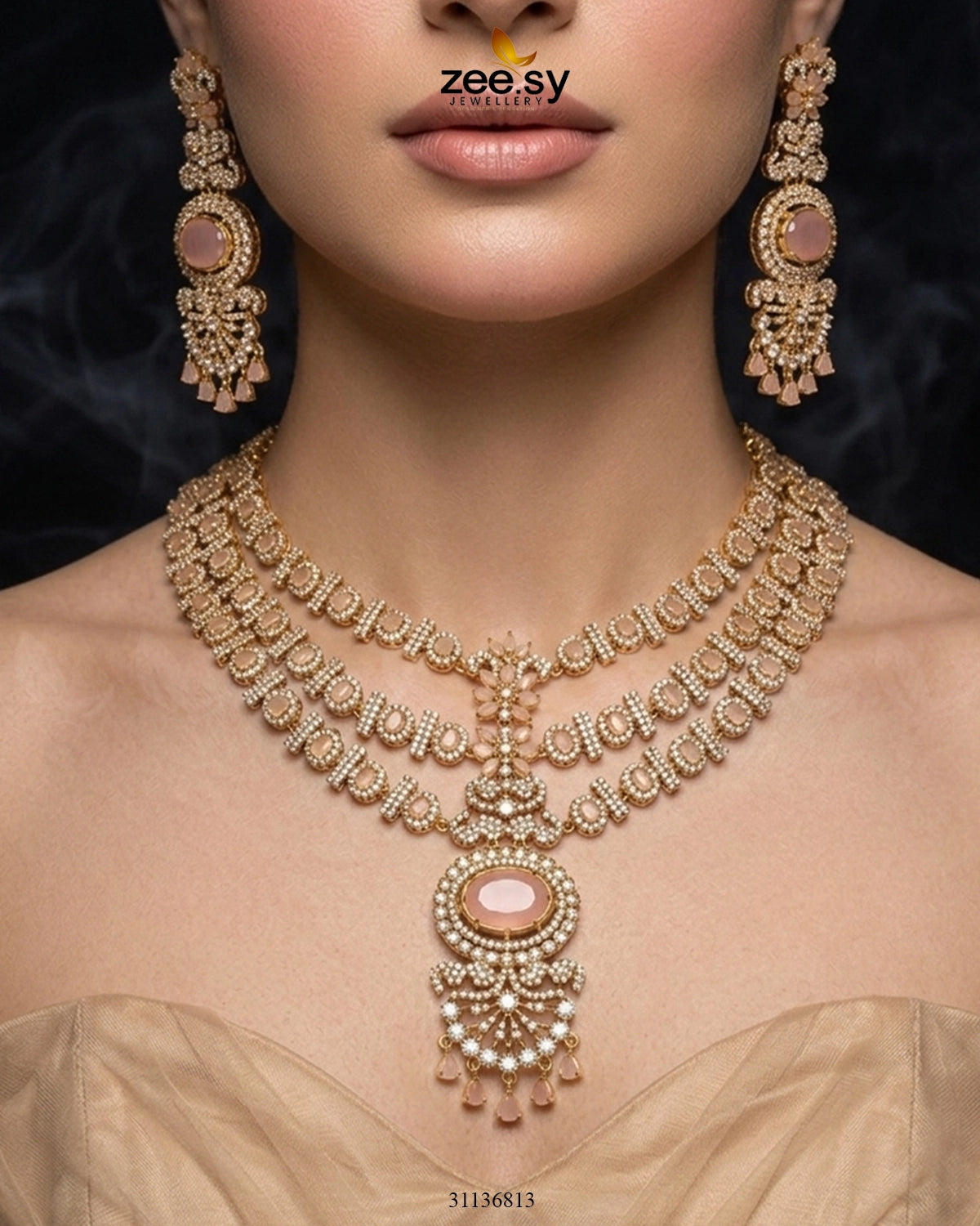 Bella Triple Layer Necklace Set Necklace Sets - Zeesy Jewellery Pakistan | Premium Artificial & Imitation Jewellery