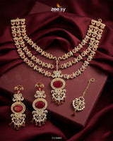 Bella Triple Layer Necklace Set Red Necklace Sets - Zeesy Jewellery Pakistan | Premium Artificial & Imitation Jewellery