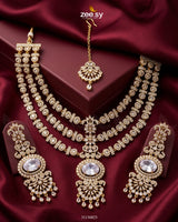 Bella Triple Layer Necklace Set White Necklace Sets - Zeesy Jewellery Pakistan | Premium Artificial & Imitation Jewellery