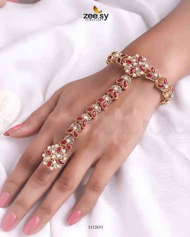 Bellflower Bracelet Golden Red Anja - Zeesy Jewellery Pakistan | Premium Artificial & Imitation Jewellery