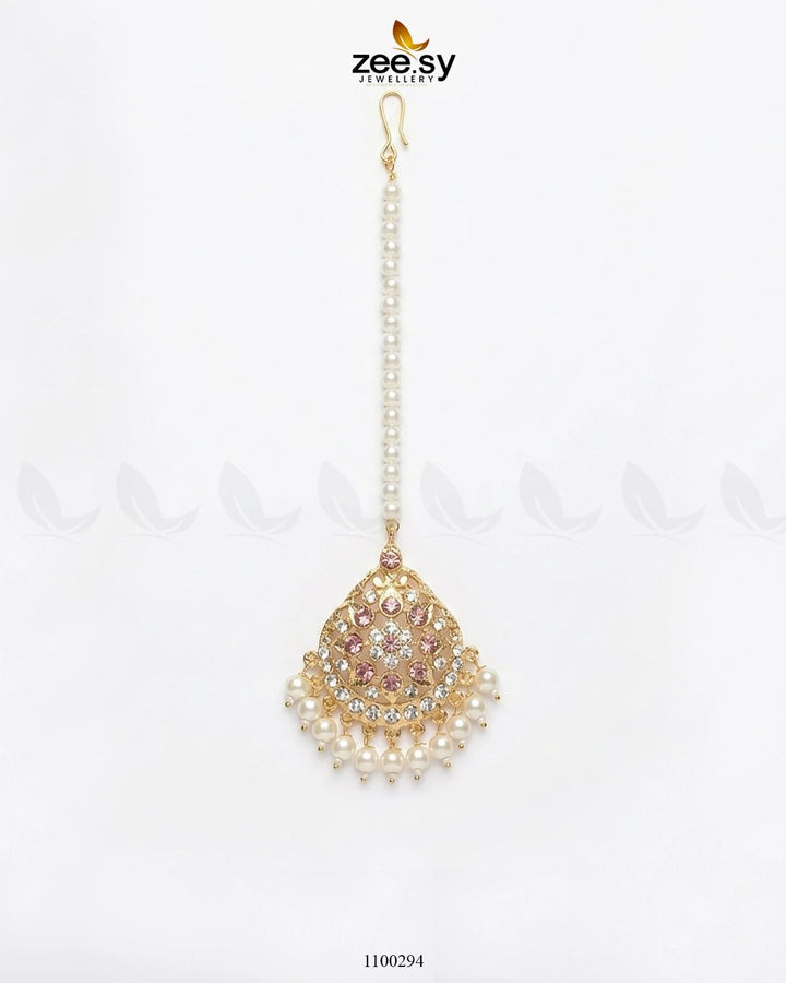 Shaahi Gulnaar Pearl drop Bindiya Pearl Pink bindiya - Zeesy Jewellery Pakistan | Premium Artificial & Imitation Jewellery