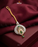 Peacock Arch American Daimond Bindiya Golden Green bindiya - Zeesy Jewellery Pakistan | Premium Artificial & Imitation Jewellery