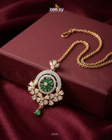 Round Flowery American Diamond Bindiya Golden Green bindiya - Zeesy Jewellery Pakistan | Premium Artificial & Imitation Jewellery