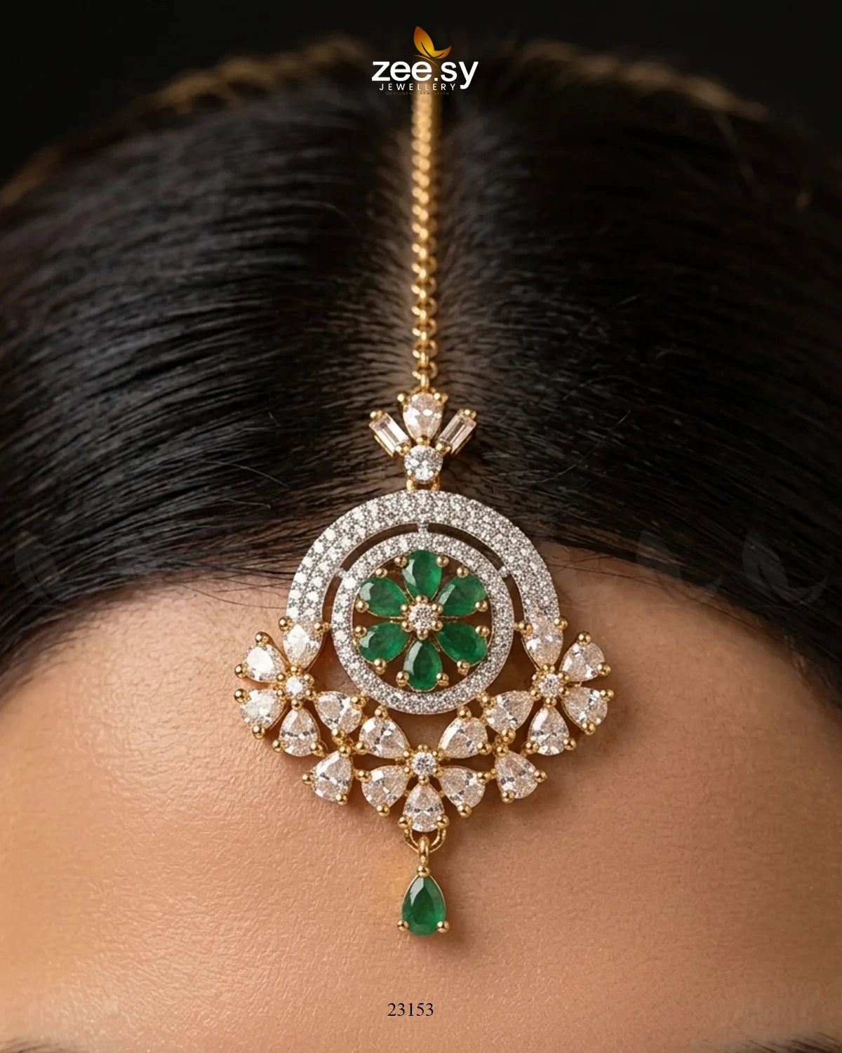 Round Flowery American Diamond Bindiya bindiya - Zeesy Jewellery Pakistan | Premium Artificial & Imitation Jewellery