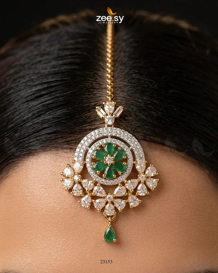 Round Flowery American Diamond Bindiya bindiya - Zeesy Jewellery Pakistan | Premium Artificial & Imitation Jewellery