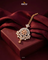 Round Flowery American Diamond Bindiya Golden Mint Pink bindiya - Zeesy Jewellery Pakistan | Premium Artificial & Imitation Jewellery