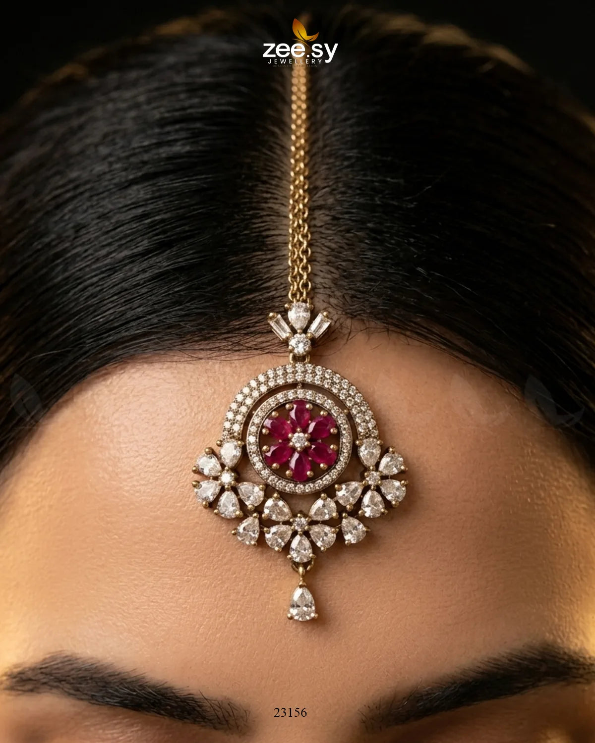 Round Flowery American Diamond Bindiya bindiya - Zeesy Jewellery Pakistan | Premium Artificial & Imitation Jewellery