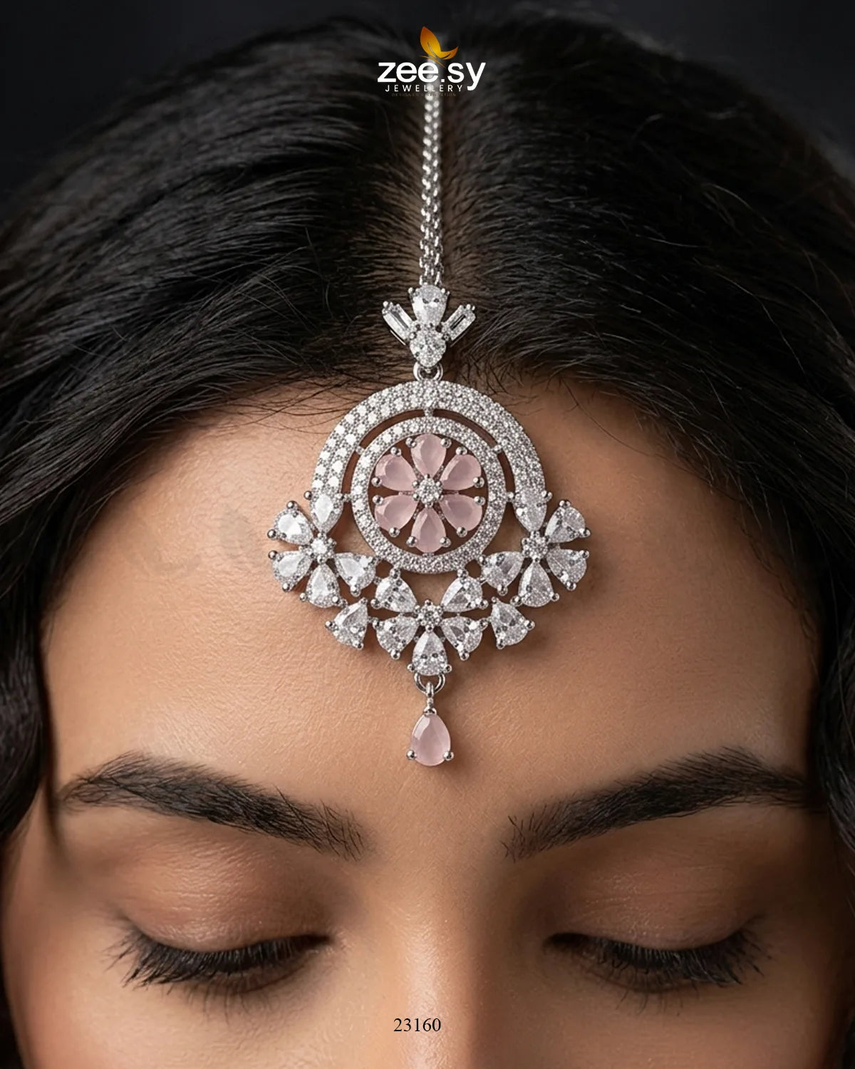 Round Flowery American Diamond Bindiya bindiya - Zeesy Jewellery Pakistan | Premium Artificial & Imitation Jewellery