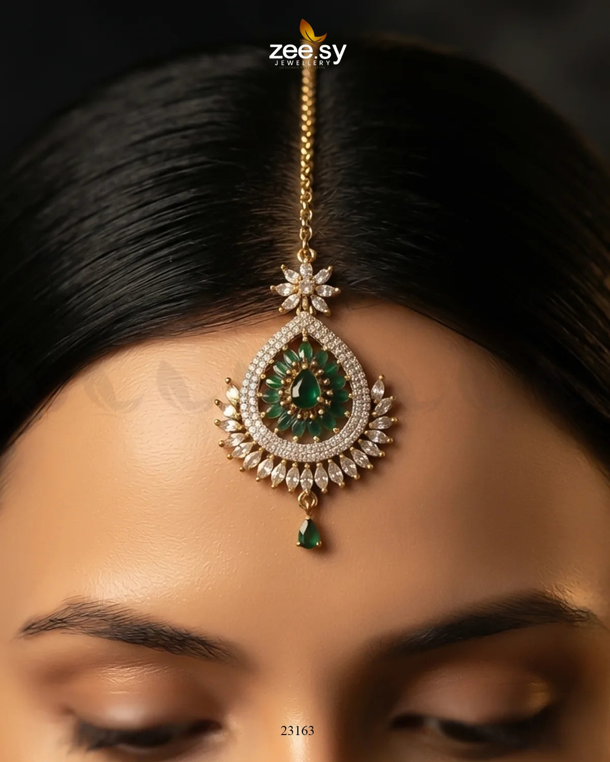 Leaf Pave Ziconia Bindiya bindiya - Zeesy Jewellery Pakistan | Premium Artificial & Imitation Jewellery