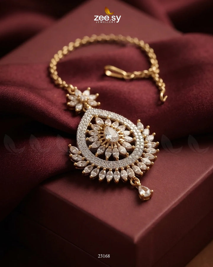 Leaf Pave Ziconia Bindiya Golden White bindiya - Zeesy Jewellery Pakistan | Premium Artificial & Imitation Jewellery