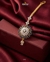 Ethnic Circle Bold Stone Bindiya Golden Blue bindiya - Zeesy Jewellery Pakistan | Premium Artificial & Imitation Jewellery