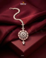 Ethnic Circle Bold Stone Bindiya Silver Mint Pink bindiya - Zeesy Jewellery Pakistan | Premium Artificial & Imitation Jewellery