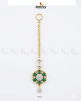 Tessellate Square Bold Stone Bindiya Golden Green bindiya - Zeesy Jewellery Pakistan | Premium Artificial & Imitation Jewellery