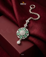 Tessellate Square Bold Stone Bindiya Silver Mint Green bindiya - Zeesy Jewellery Pakistan | Premium Artificial & Imitation Jewellery