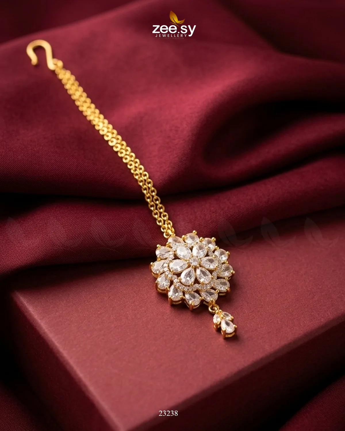 Stellar Crest Zirconia Bindiya Golden White bindiya - Zeesy Jewellery Pakistan | Premium Artificial & Imitation Jewellery