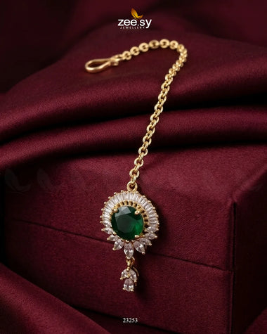 Velanza Teardrop Zircon Bindiya Golden Green bindiya - Zeesy Jewellery Pakistan | Premium Artificial & Imitation Jewellery