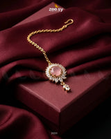 Velanza Teardrop Zircon Bindiya Golden Mint Pink bindiya - Zeesy Jewellery Pakistan | Premium Artificial & Imitation Jewellery