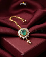 Velanza Teardrop Zircon Bindiya Golden Sea Green bindiya - Zeesy Jewellery Pakistan | Premium Artificial & Imitation Jewellery