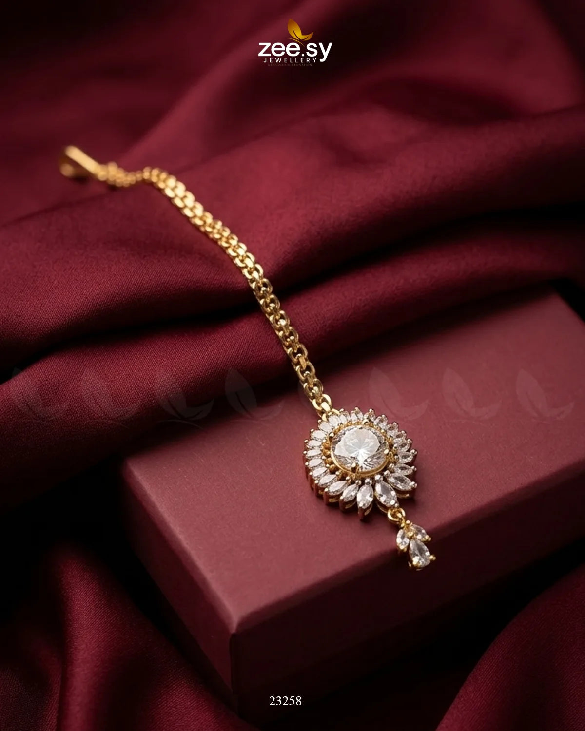 Velanza Teardrop Zircon Bindiya Golden White bindiya - Zeesy Jewellery Pakistan | Premium Artificial & Imitation Jewellery