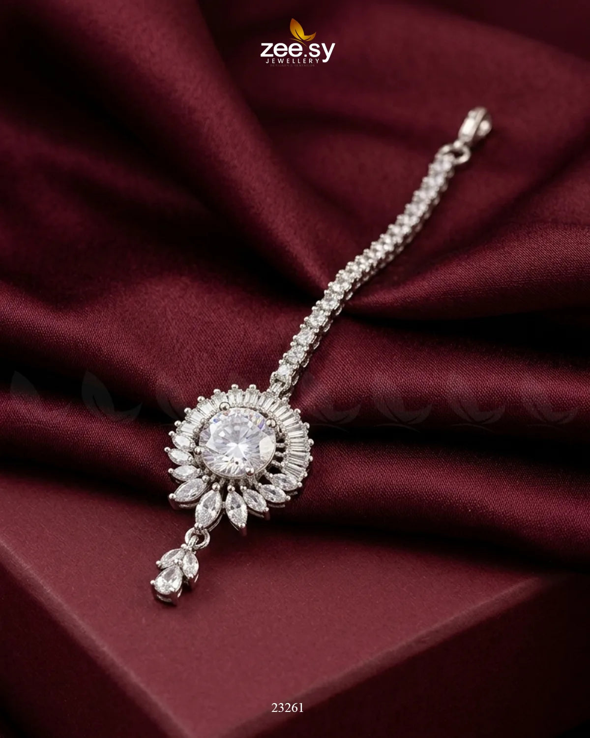 Velanza Teardrop Zircon Bindiya Silver White bindiya - Zeesy Jewellery Pakistan | Premium Artificial & Imitation Jewellery
