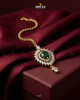 Clover Shield Leaf Crystal Bindiya Golden Green bindiya - Zeesy Jewellery Pakistan | Premium Artificial & Imitation Jewellery