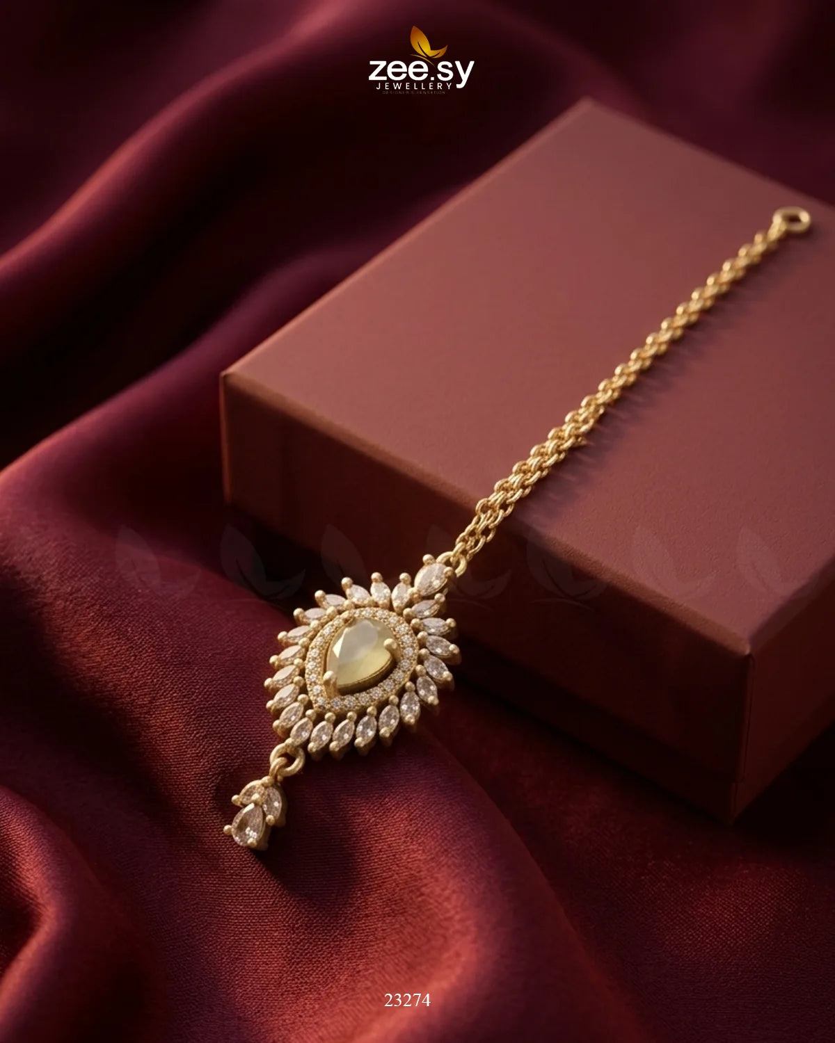 Clover Shield Leaf Crystal Bindiya Golden Mint Green bindiya - Zeesy Jewellery Pakistan | Premium Artificial & Imitation Jewellery