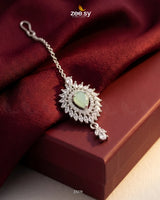 Clover Shield Leaf Crystal Bindiya Silver Mint Green bindiya - Zeesy Jewellery Pakistan | Premium Artificial & Imitation Jewellery