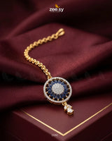 Indigo Wheel Crystal Bindiya Golden Blue bindiya - Zeesy Jewellery Pakistan | Premium Artificial & Imitation Jewellery