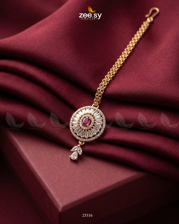 Bindiya-0227 Golden Ruby bindiya - Zeesy Jewellery Pakistan | Premium Artificial & Imitation Jewellery