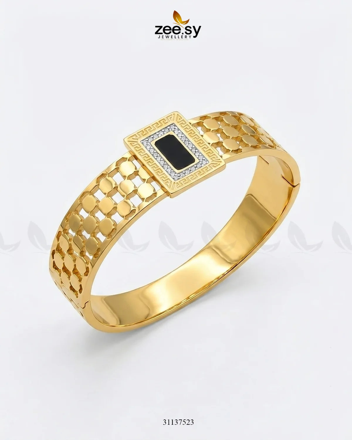 Black Gem Golden Cuff Bracelet Bracelet - Zeesy Jewellery Pakistan | Premium Artificial & Imitation Jewellery