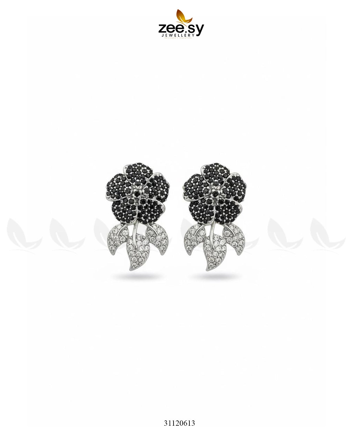 Dazzling Crystal Rose Drop Earrings Black - Zeesy Jewellery