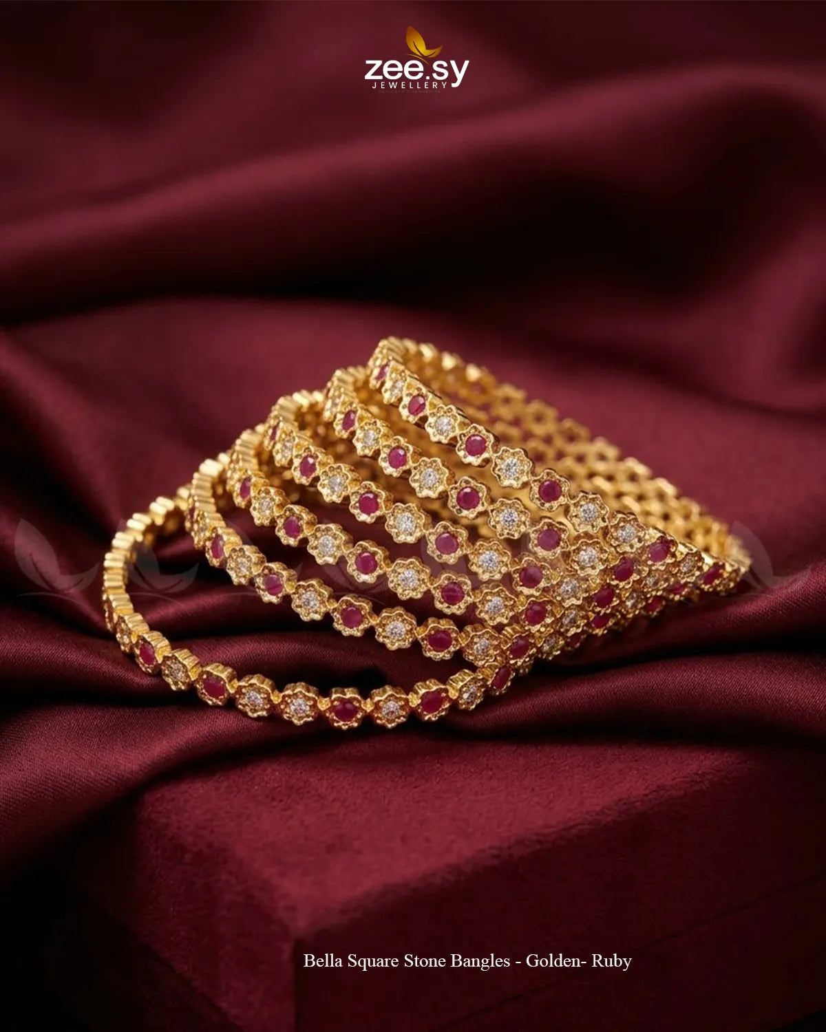 Blossom Floral Vine Bangles - Ruby BANGLES - Zeesy Jewellery Pakistan | Premium Artificial & Imitation Jewellery