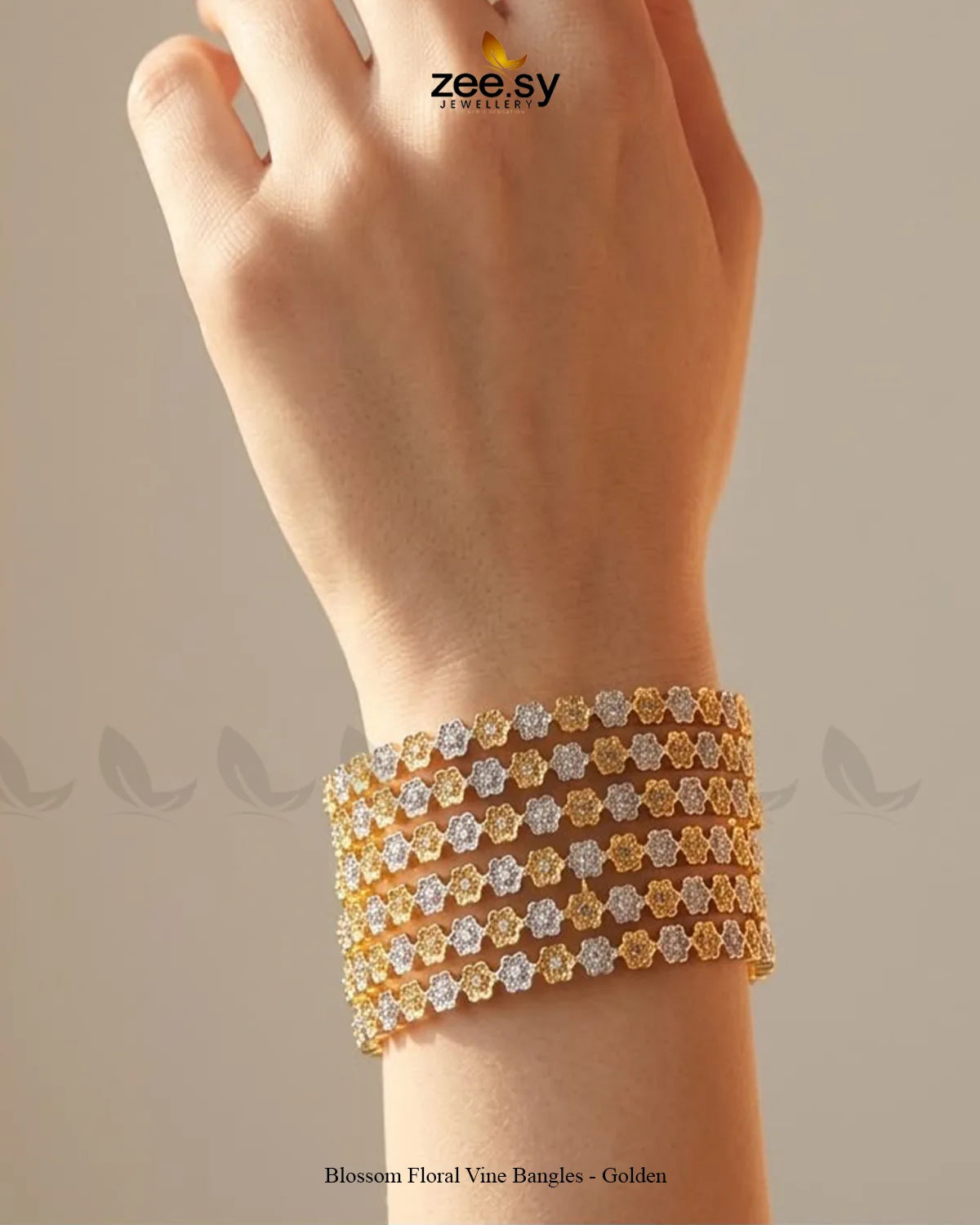 Blossom Floral Vine Bangles - Golden BANGLES - Zeesy Jewellery Pakistan | Premium Artificial & Imitation Jewellery