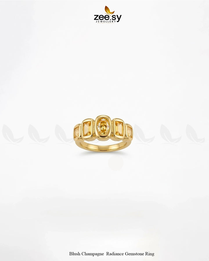 Blush Champagne Radiance Gemstone Ring Finger Ring - Zeesy Jewellery Pakistan | Premium Artificial & Imitation Jewellery