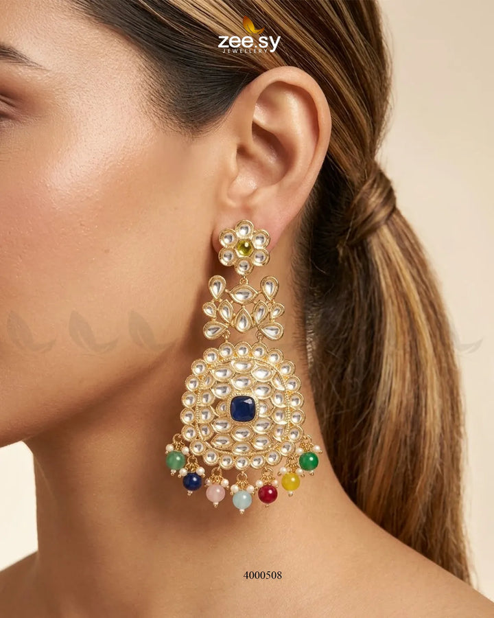 Bridal Pearl Bead Polki Earrings Earrings - Zeesy Jewellery Pakistan | Premium Artificial & Imitation Jewellery