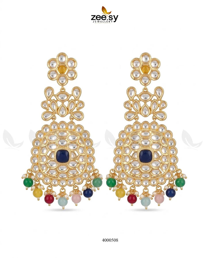 Bridal Pearl Bead Polki Earrings Earrings - Zeesy Jewellery Pakistan | Premium Artificial & Imitation Jewellery