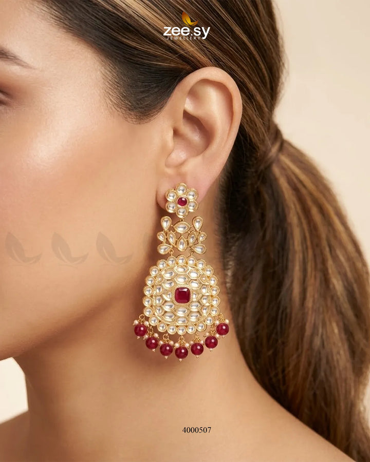 Bridal Pearl Bead Polki Earrings Earrings - Zeesy Jewellery Pakistan | Premium Artificial & Imitation Jewellery