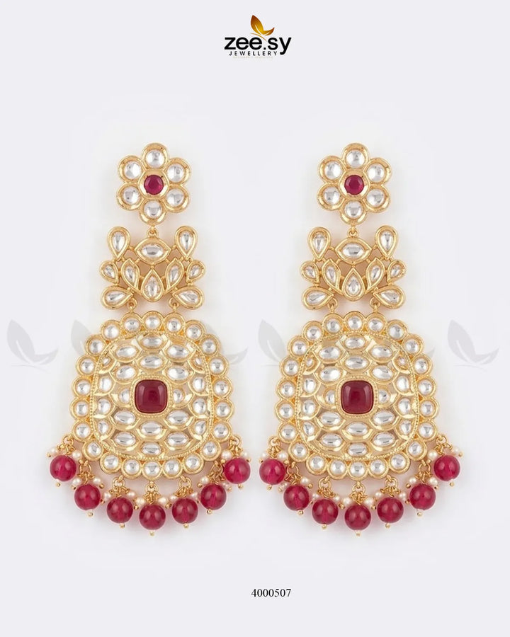 Bridal Pearl Bead Polki Earrings Earrings - Zeesy Jewellery Pakistan | Premium Artificial & Imitation Jewellery