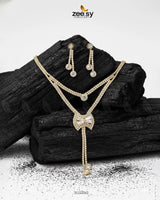 Brilliant Ribbon Drape Necklace Set - Zeesy Jewellery