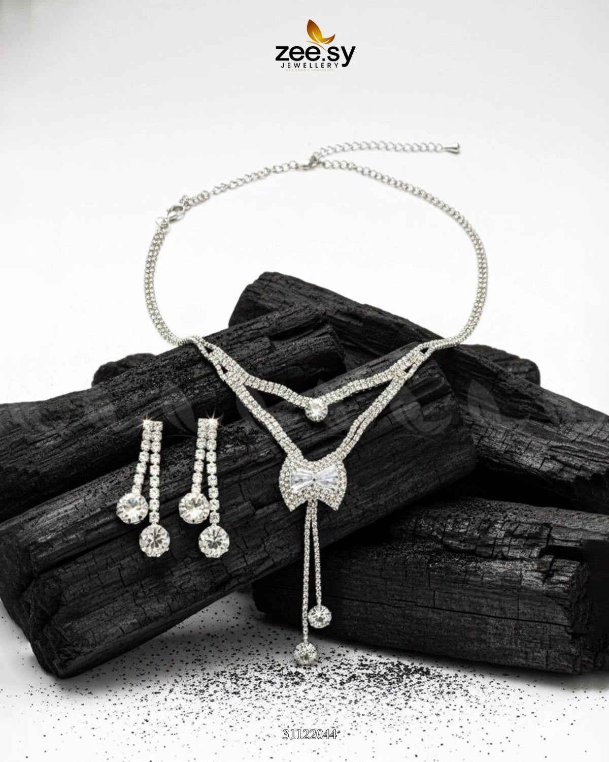 Brilliant Ribbon Drape Necklace Set - Zeesy Jewellery