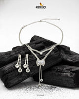 Brilliant Ribbon Drape Necklace Set - Zeesy Jewellery