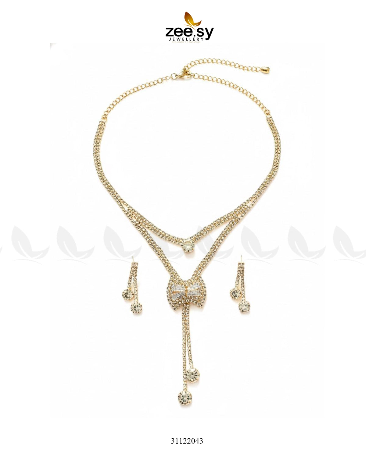 Brilliant Ribbon Drape Necklace Set - Zeesy Jewellery