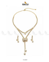 Brilliant Ribbon Drape Necklace Set - Zeesy Jewellery