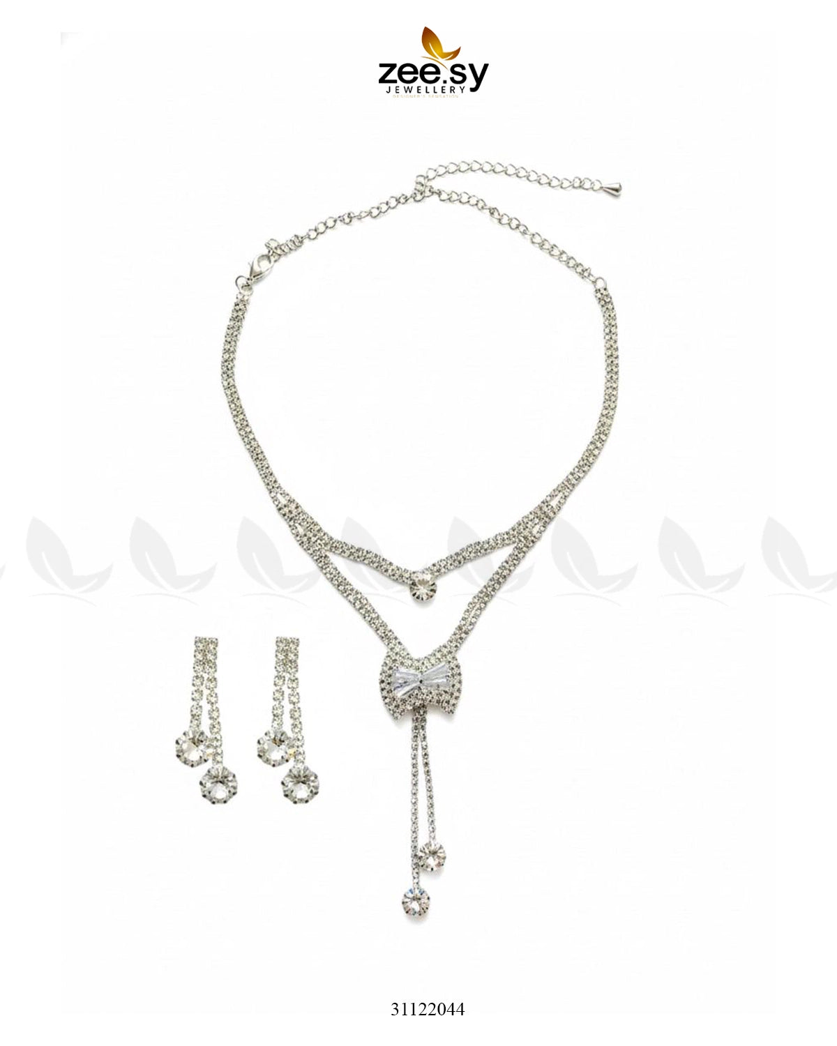 Brilliant Ribbon Drape Necklace Set - Zeesy Jewellery