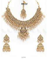 Shahi Qatra CutStone Bridal Set Champagne - Zeesy Jewellery