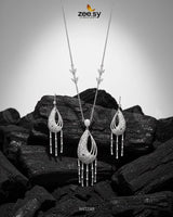 Cascade Dangle Necklace Set Silver - Zeesy Jewellery